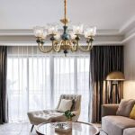 Lustre tout en cuivre, lampe de salon, chambre à coucher, salle à manger, lustre de luxe rétro